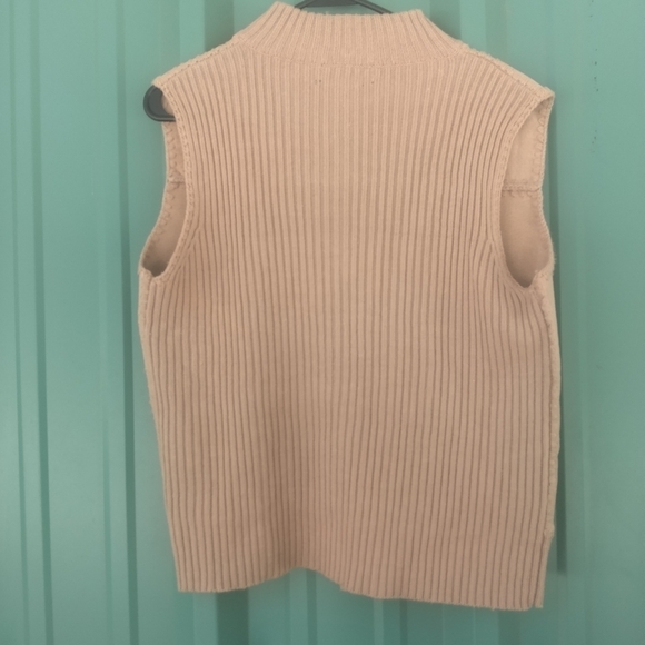 Women's Tan Leather Vest Full Zip Size Medium Bohemian Boho - Picture 4 of 4